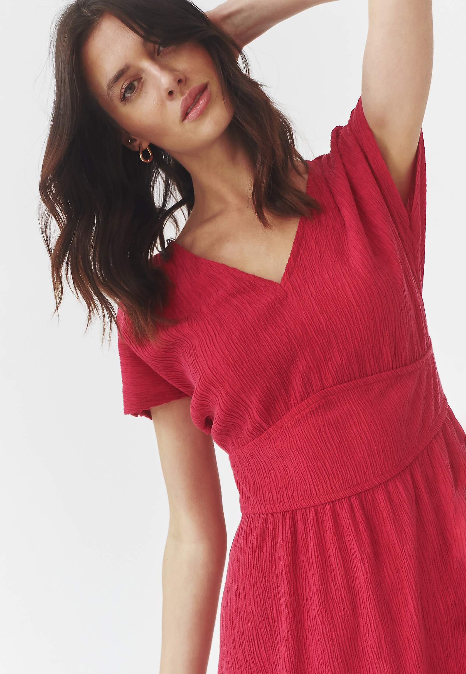 LADIES’ LONG DRESS MADE FROM SHIRRING FABRIC - TABITA LADIES’ LONG DRESS MADE FROM SHIRRING FABRIC - TABITA PINK 97309