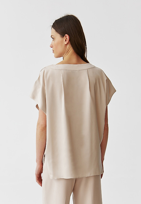BLUZĂ DE DAMĂ, DIN SATIN, CU CROIALĂ OVERSIZE - IRMINA BEJ 2