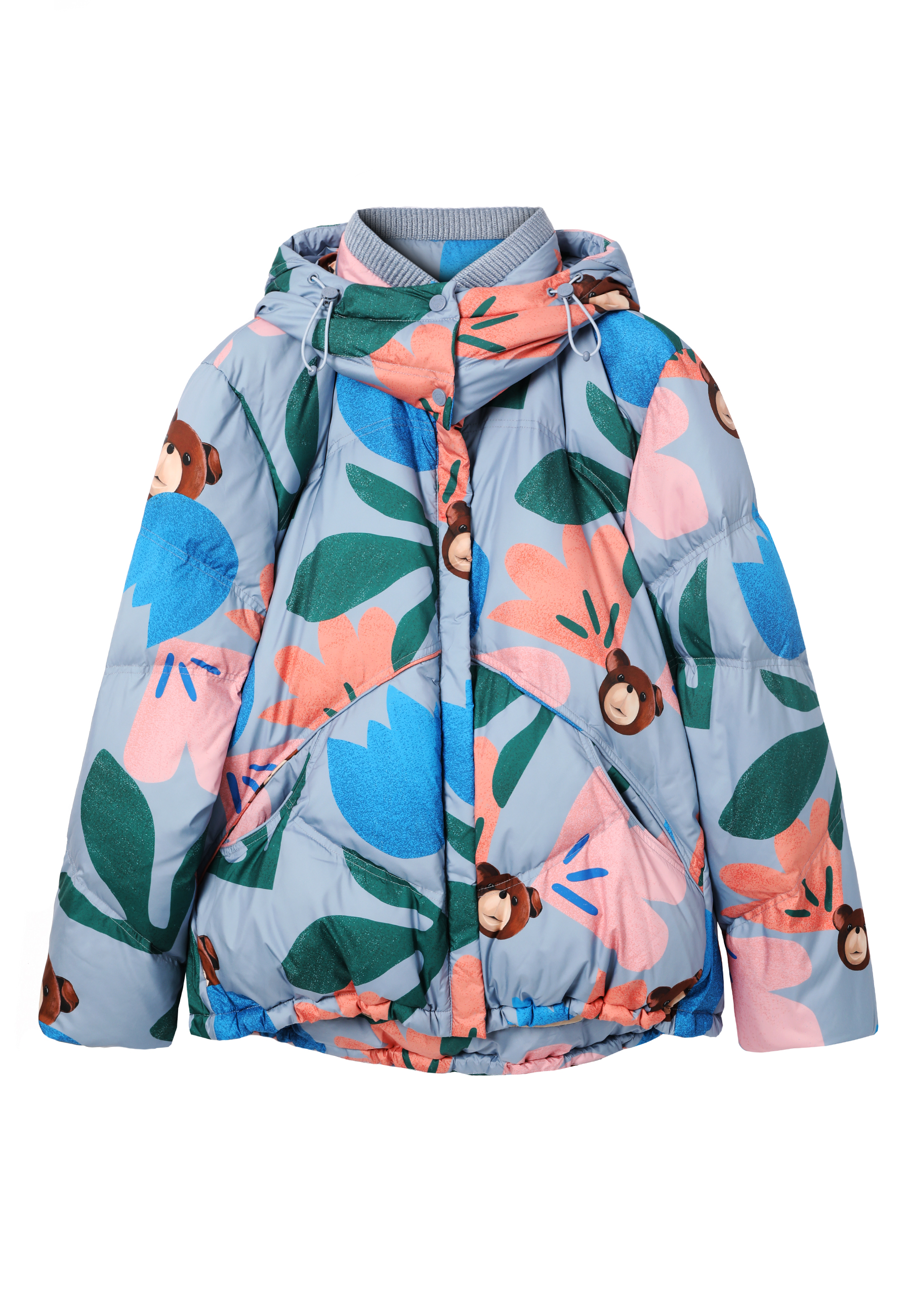 PUCHOWA KURTKA Z MISIEM USZATKIEM - PRECJONKO MULTIKOLOR 2