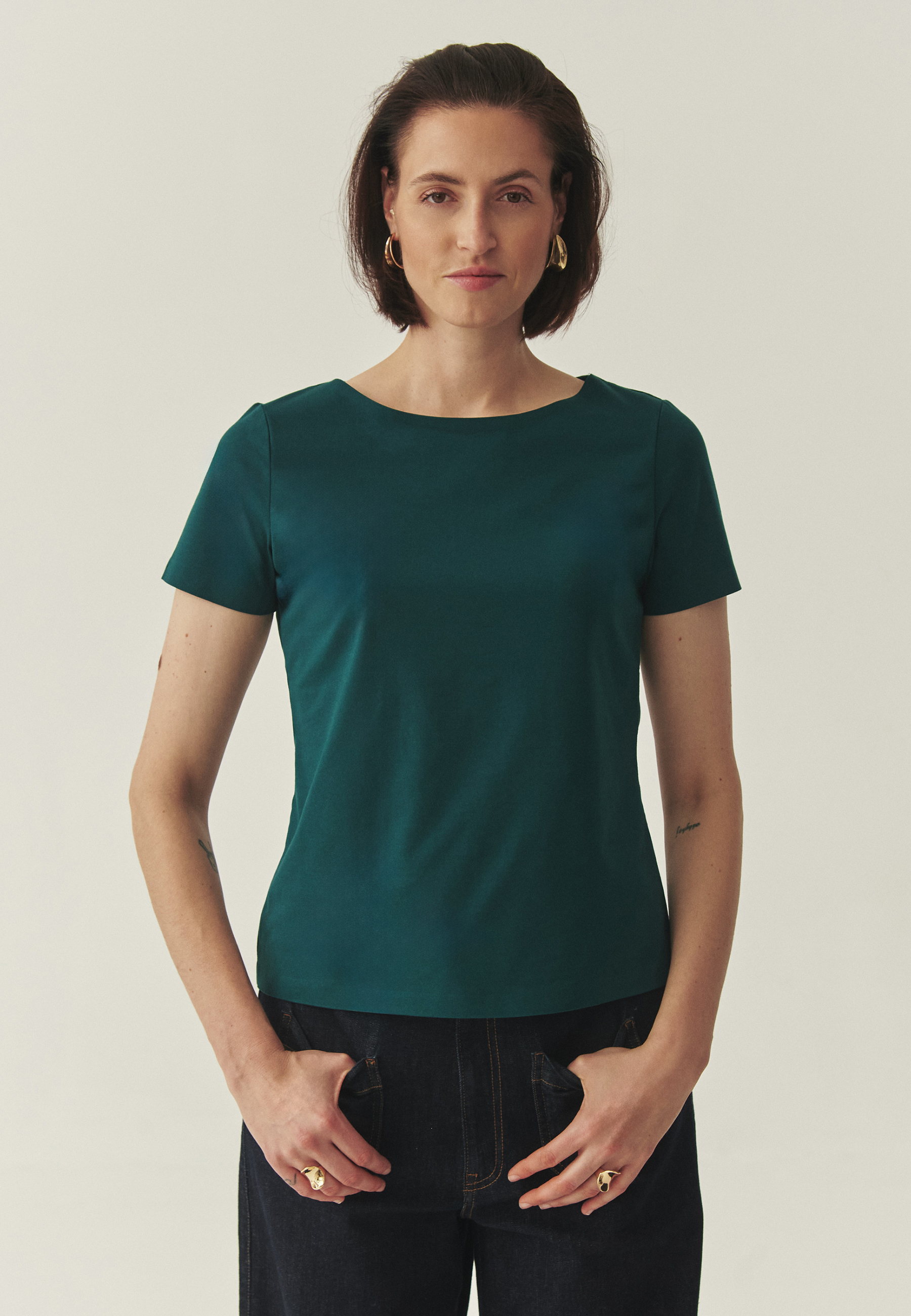 BEZSZWOWA BLUZKA Z BAWEŁNĄ - MIKAJA 4 ZIELONY 2