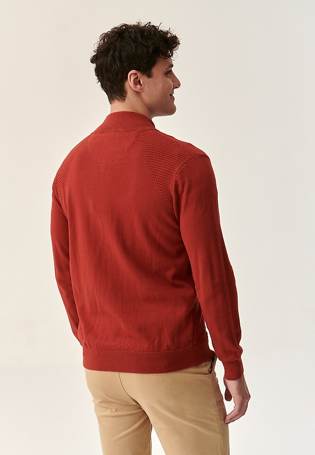 MEN'S ZIPPERED SWEATER - SWET MEN'S ZIPPERED SWEATER - SWET RED 3