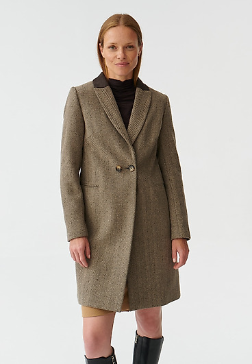 KLASICKÝ DÁMSKÝ PLÁTĚNÝ KABÁT SE VZOREM RYBÍ KOSTI SOWIA KLASICKÝ DÁMSKÝ PLÁTĚNÝ KABÁT SE VZOREM RYBÍ KOSTI SOWIA