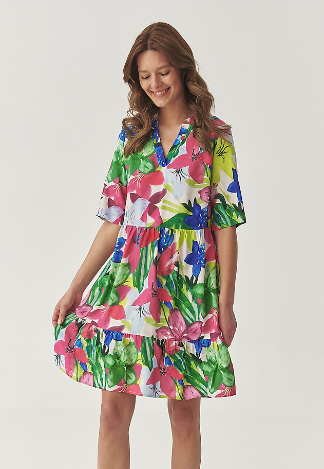 VISCOSE DRESS WITH ORIGINAL DESIGN - NETUNO VISCOSE DRESS WITH ORIGINAL DESIGN - NETUNO RÓŻOWY 1