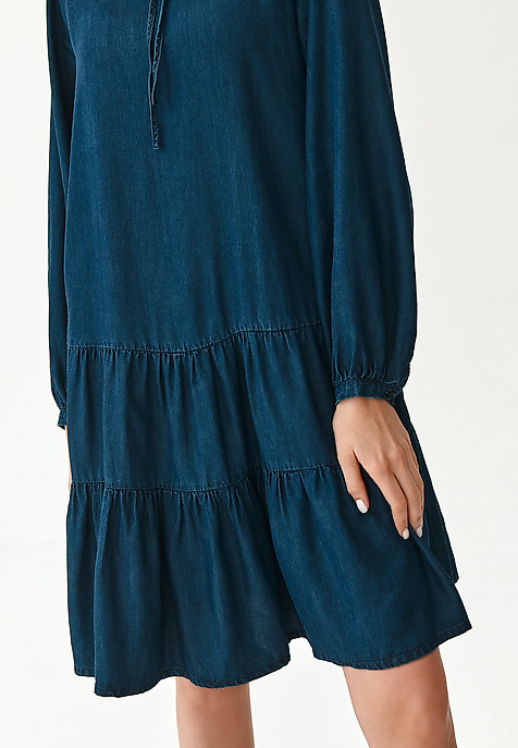 ROCHIE DE DAMĂ CU VOLANE MONO ALBASTRU 2