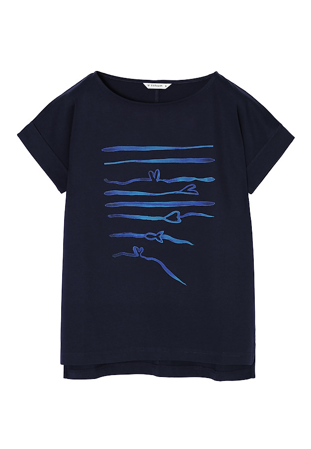 SWOBODNY T-SHIRT DAMSKI Z MARYNISTYCZNYM NADRUKIEM - MAKI SWOBODNY T-SHIRT DAMSKI Z MARYNISTYCZNYM NADRUKIEM - MAKI GRANATOWY 4