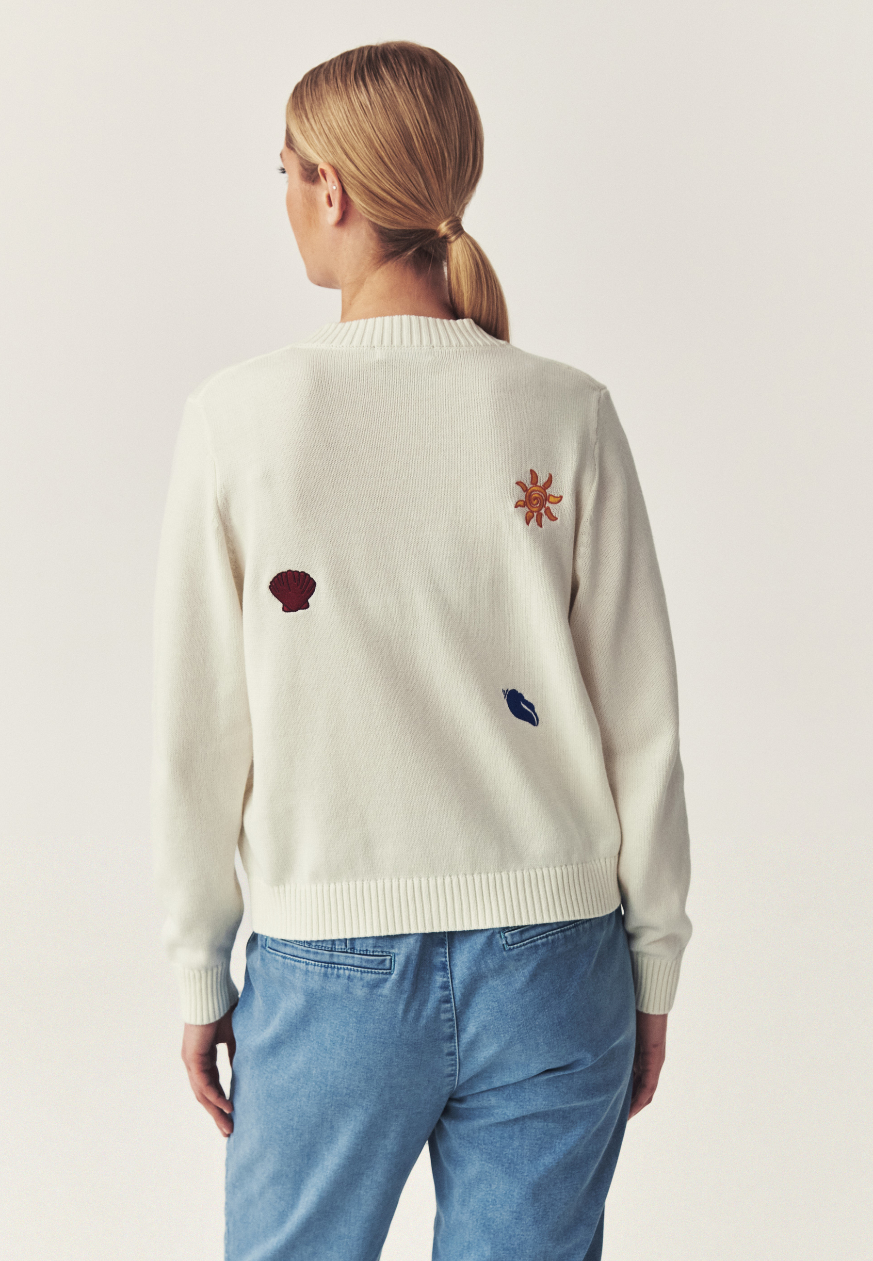 HAFTOWANY KARDIGAN Z BAWEŁNY - TEDA ECRU 2