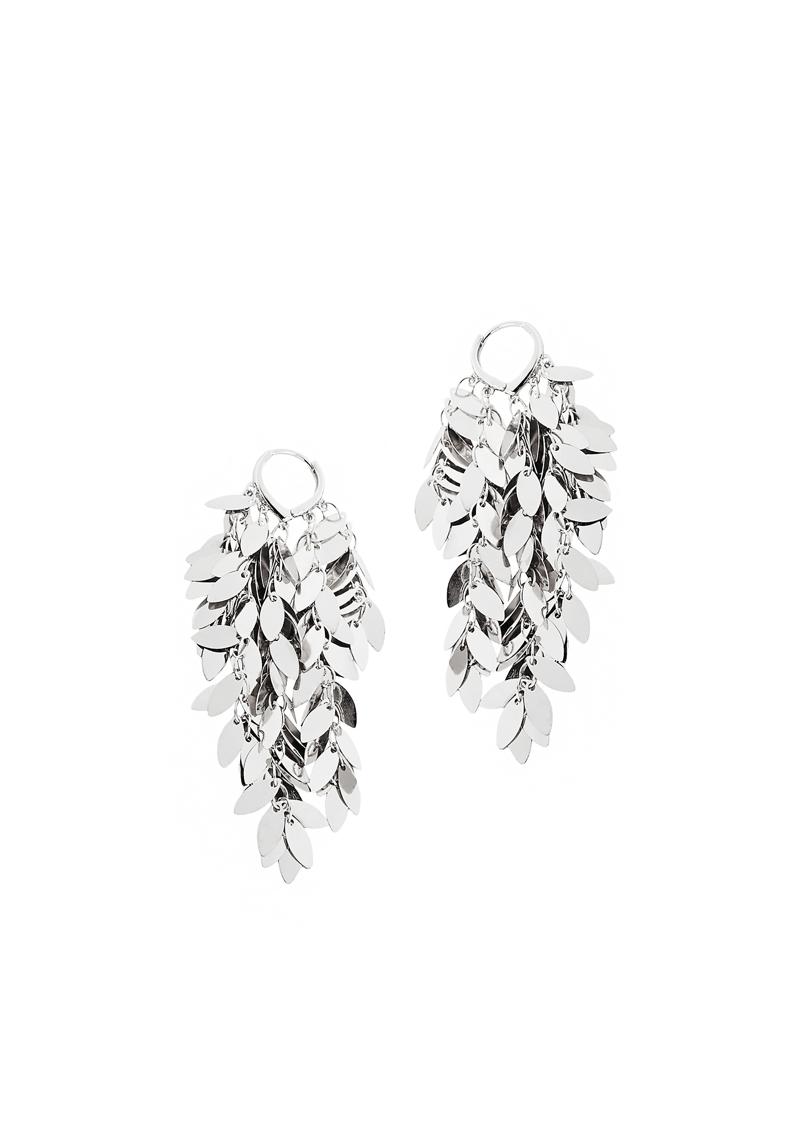 LONG EARRINGS WITH A FLORAL MOTIF — ACCELI LONG EARRINGS WITH A FLORAL MOTIF — ACCELI SILVER 102953