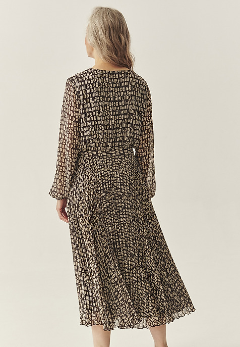 PLEATED DRESS WITH ORIGINAL DESIGN - IDA BROWN 2