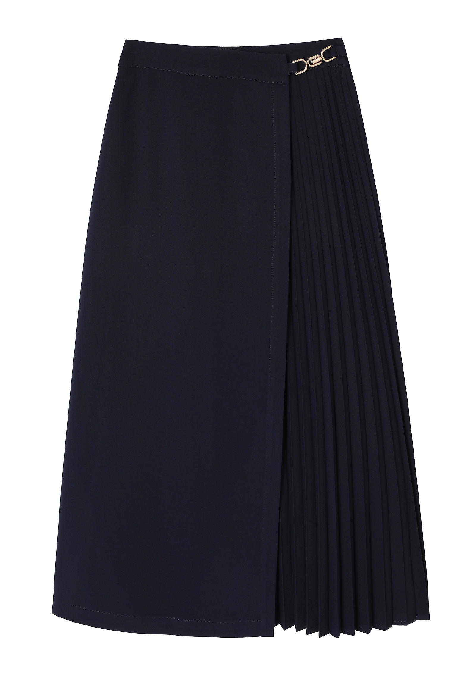 PLEATED MIDI SKIRT WITH BUCKLE- PLISONA PLEATED MIDI SKIRT WITH BUCKLE- PLISONA NAVY BLUE 113767