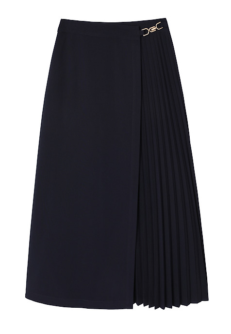 PLEATED MIDI SKIRT WITH BUCKLE- PLISONA NAVY BLUE 2