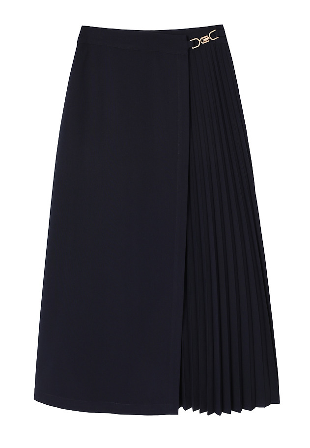 PLEATED MIDI SKIRT WITH BUCKLE- PLISONA PLEATED MIDI SKIRT WITH BUCKLE- PLISONA NAVY BLUE 7