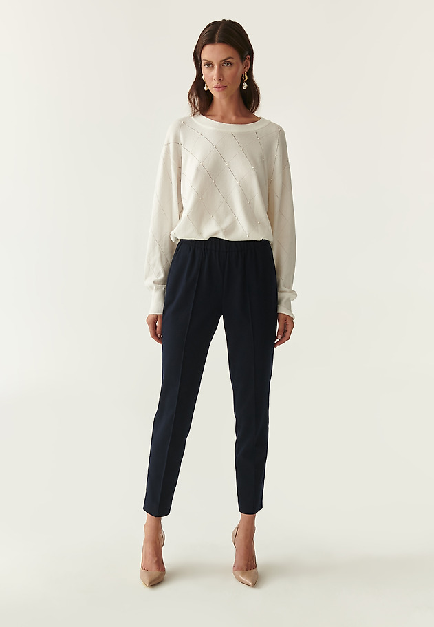 LADIES' PRESSED-CREASE TROUSERS LUNO LADIES' PRESSED-CREASE TROUSERS LUNO GRANATOWY 1