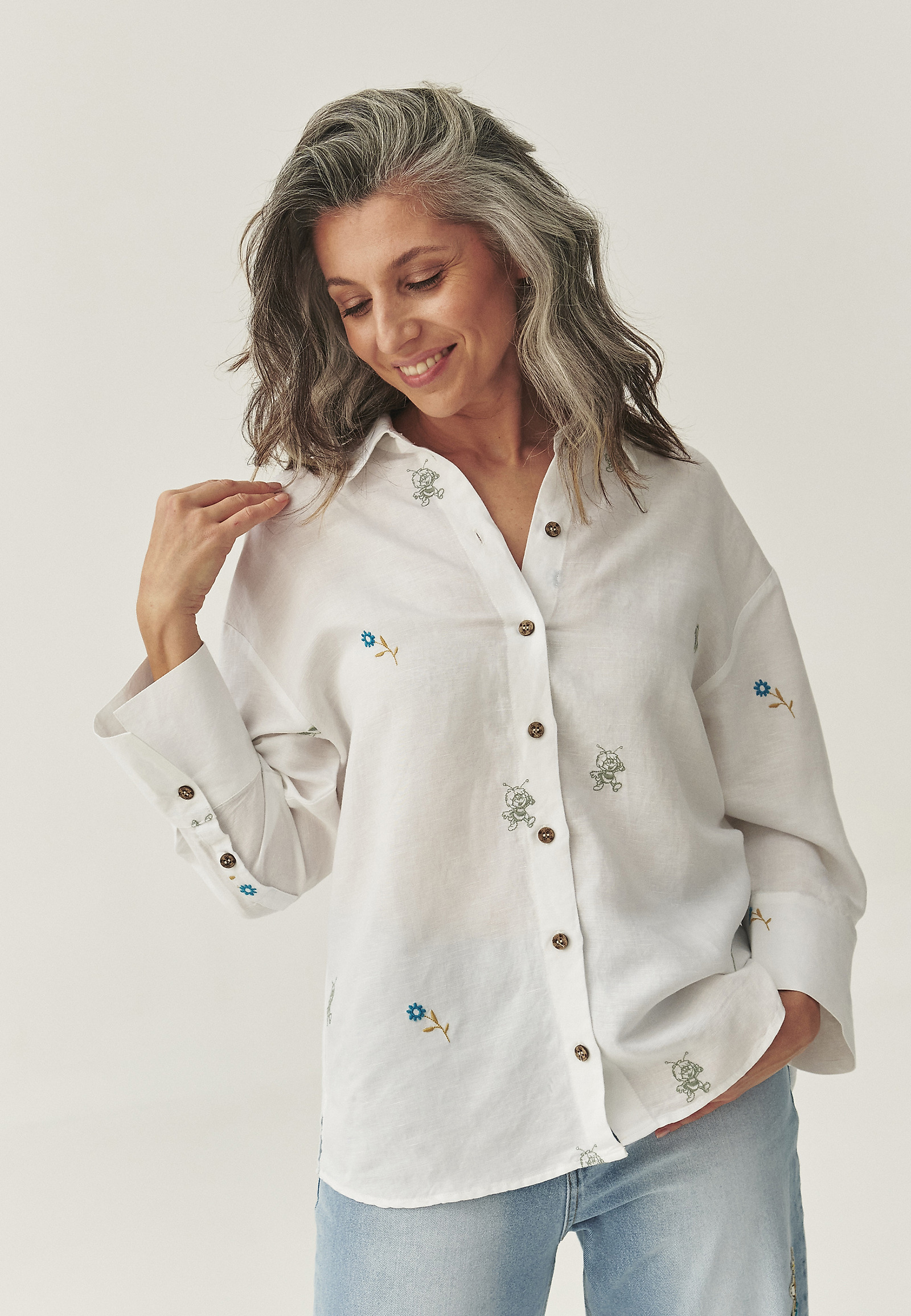 LINEN AND VISCOSE SHIRT - MAYANKA LINEN AND VISCOSE SHIRT - MAYANKA WHITE 110991