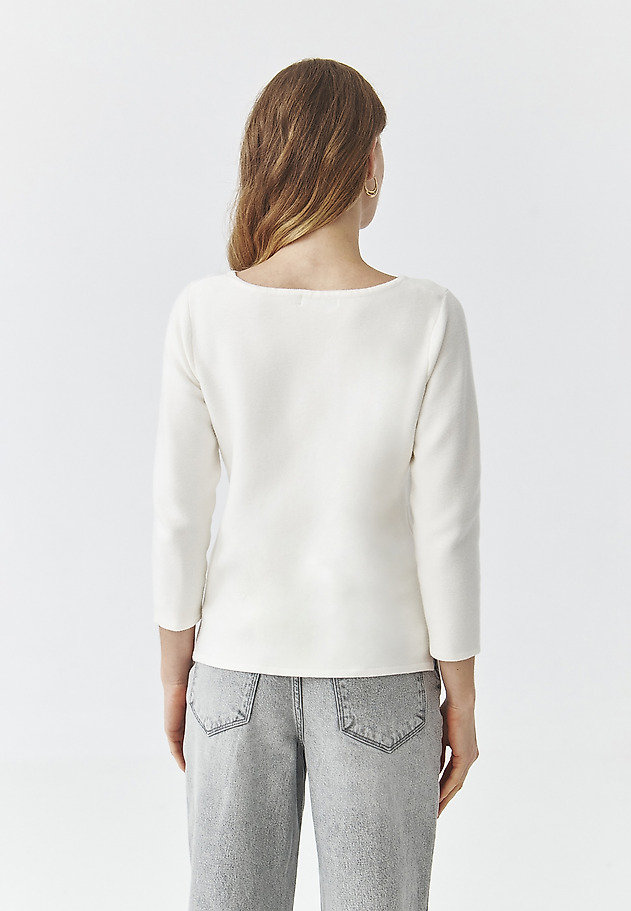 CLASSIC LADIES' JUMPER WITH 3/4 SLEEVES AND POCKETS — ADELLE CLASSIC LADIES' JUMPER WITH 3/4 SLEEVES AND POCKETS — ADELLE ECRU 2