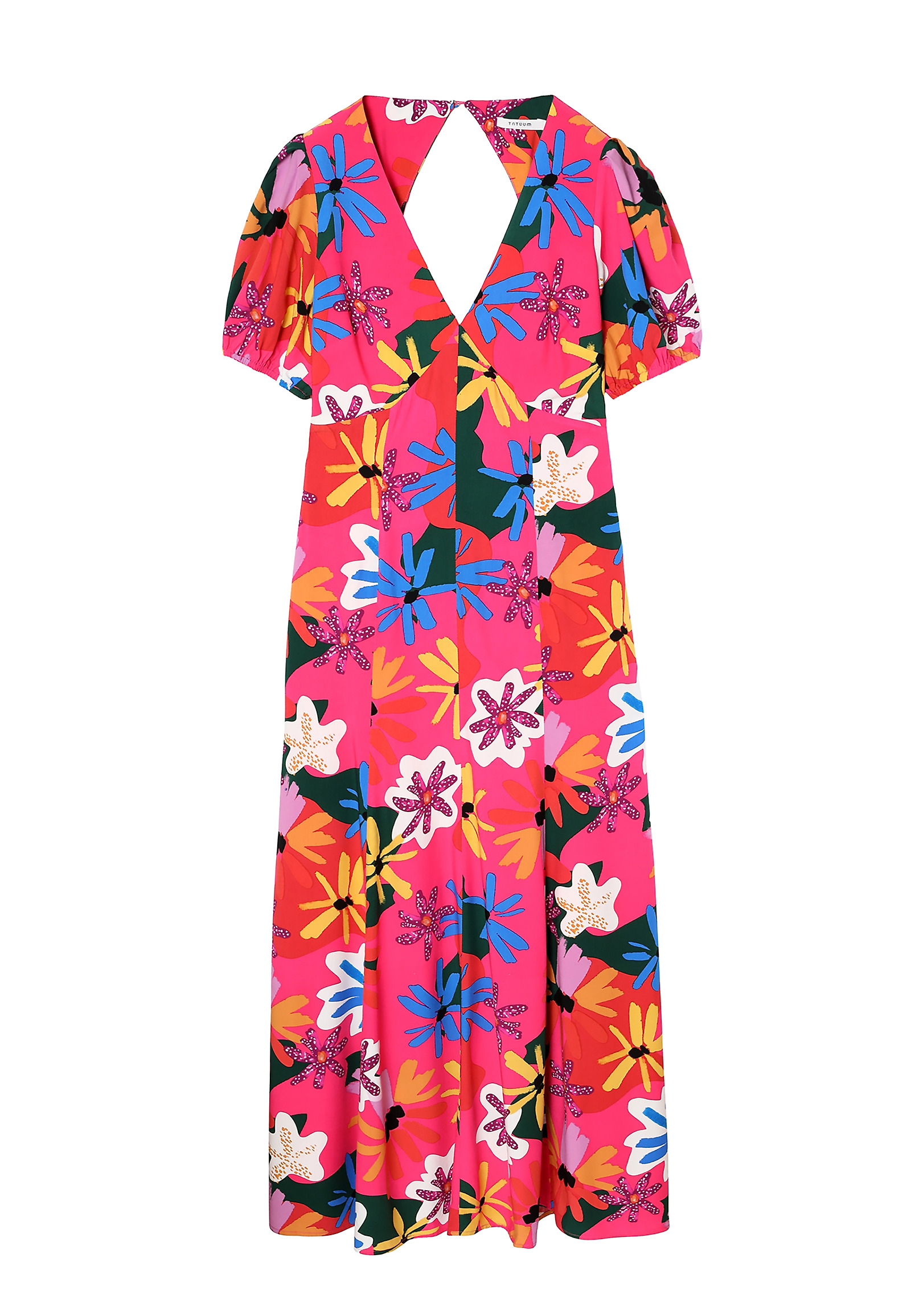 ROCHIE LUNGĂ DIN VISCOZĂ, CU MÂNECI SCURTE - LANAMIA ROCHIE LUNGĂ DIN VISCOZĂ, CU MÂNECI SCURTE - LANAMIA MULTICOLOR 98129