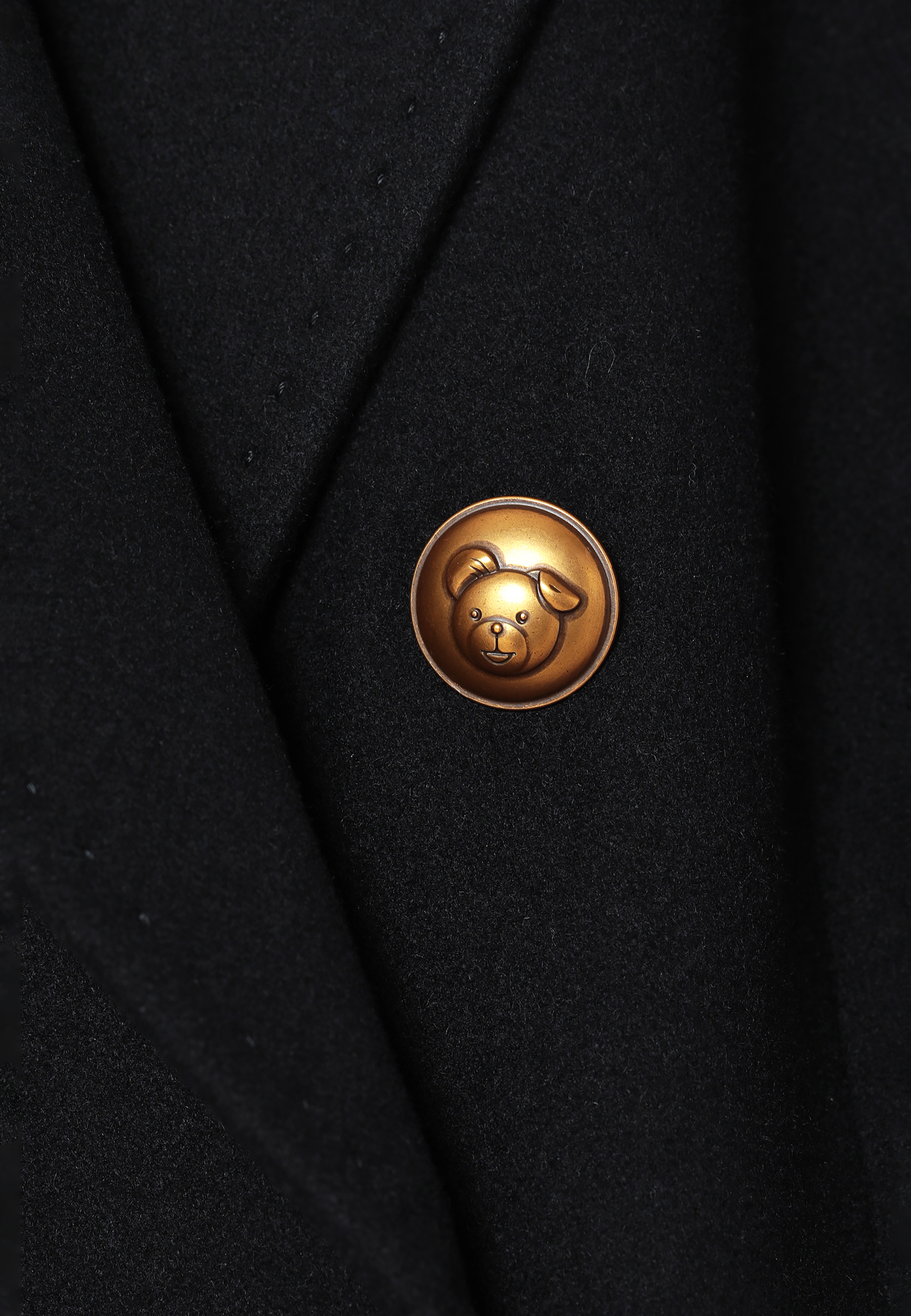 KLASICKÝ DÁMSKÝ KABÁT S NÁŠIVKAMI MEDVÍDKA UŠÁČKA TELMA TMAVĚ MODRÁ 2