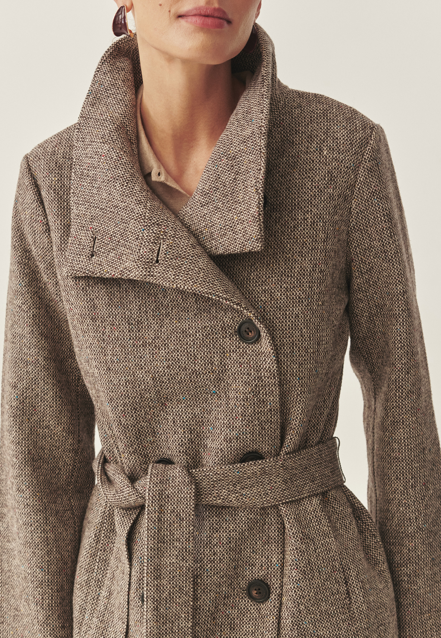 PALTON DE DAMĂ, DIN ȚESĂTURĂ CU MODEL MELANGE - DARKIA MULTICOLOR 2