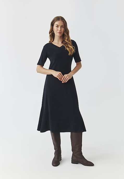SHORT SLEEVE MIDI DRESS — ARIA 2 NAVY BLUE 2