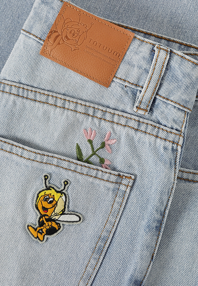 PANTALONI LARGI DIN DENIM - RISO PANTALONI LARGI DIN DENIM - RISO ALBASTRU 10