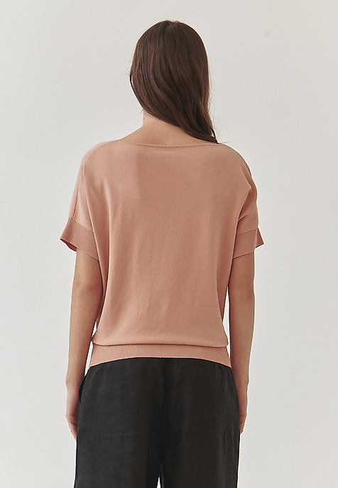 LADIES’ COMFORTABLE SWEATER WITH SHORT SLEEVES - SIMON PINK 2