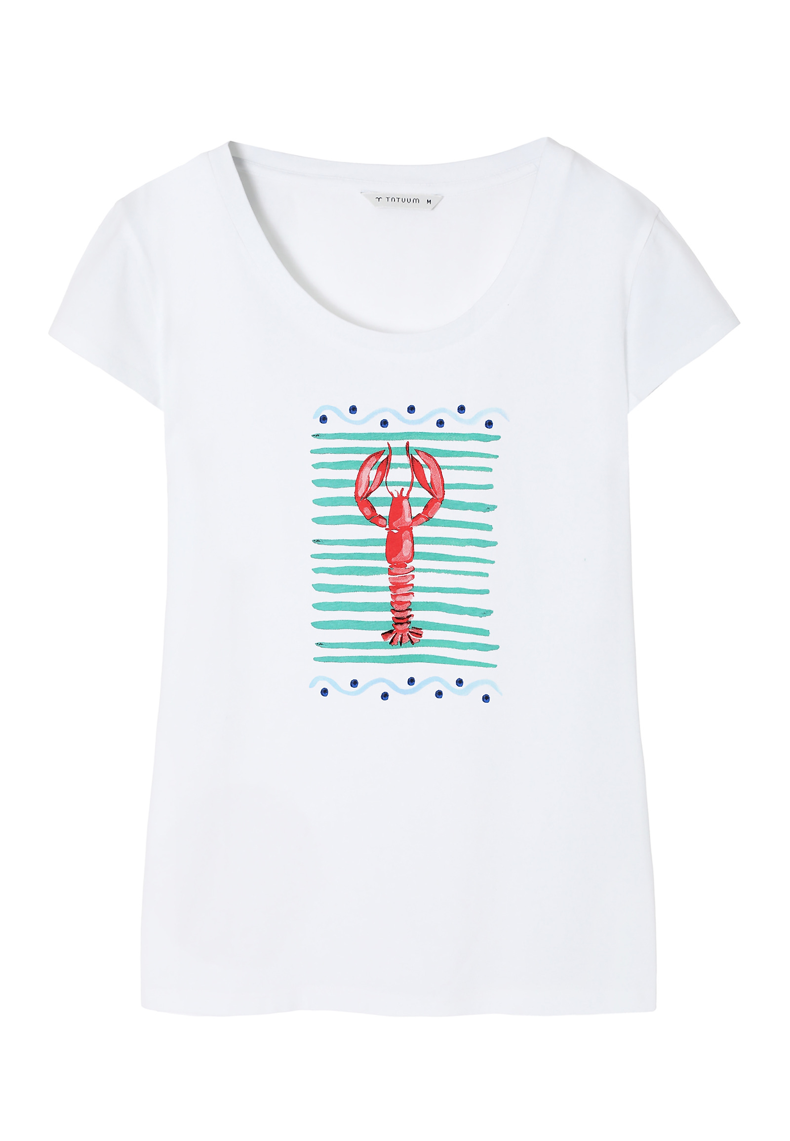 DOPASOWANY T-SHIRT DAMSKI Z MARYNISTYCZNYM NADRUKIEM - ANTONIA 2 DOPASOWANY T-SHIRT DAMSKI Z MARYNISTYCZNYM NADRUKIEM - ANTONIA 2 BIAŁY 97606