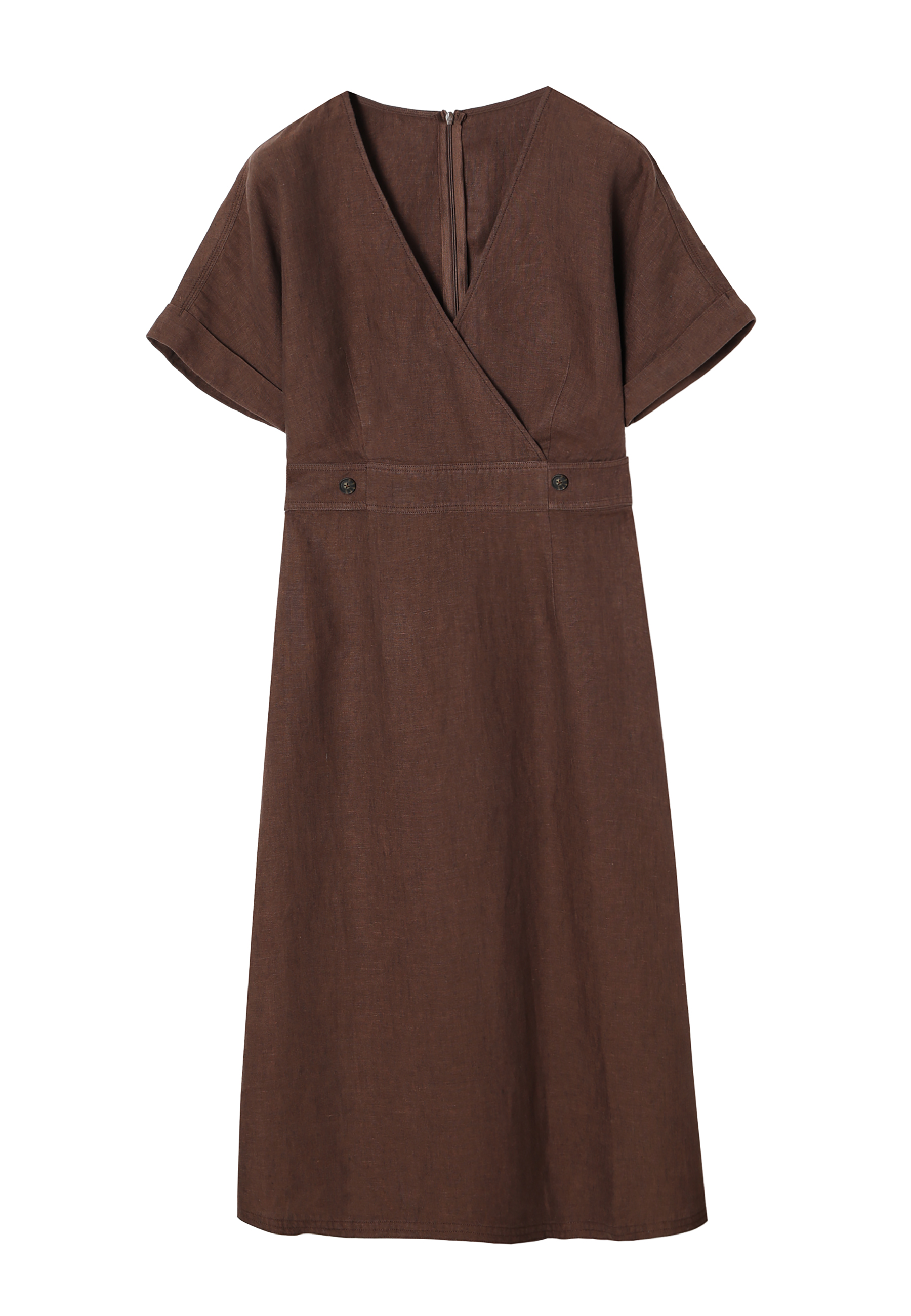 LNIANA MIDI SUKIENKA Z KRÓTKIM RĘKAWEM - ZERKINA