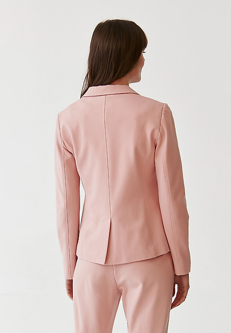 LADIES’ SINGLE-BREASTED BLAZER WITH DECORATIVE PIPING - DEDERI PINK 2