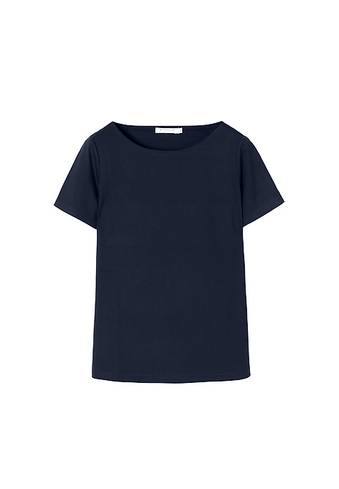 COTTON BLOUSE WITH SEAMLESS TRIM — MIKAJA NAVY BLUE 2