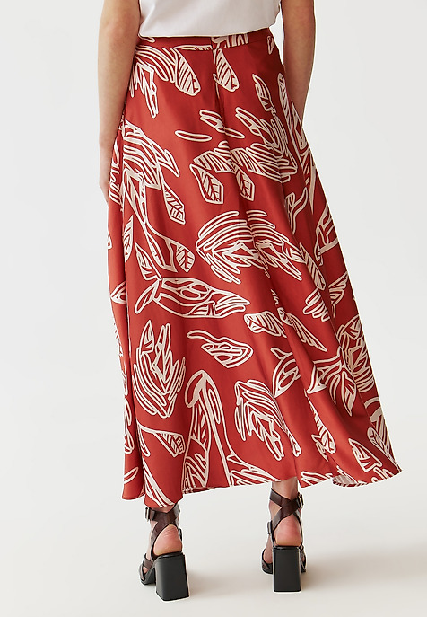 PATTERNED LADIES’ SKIRT MADE FROM VISCOSE SATIN - SATI MULTICOLOR 2