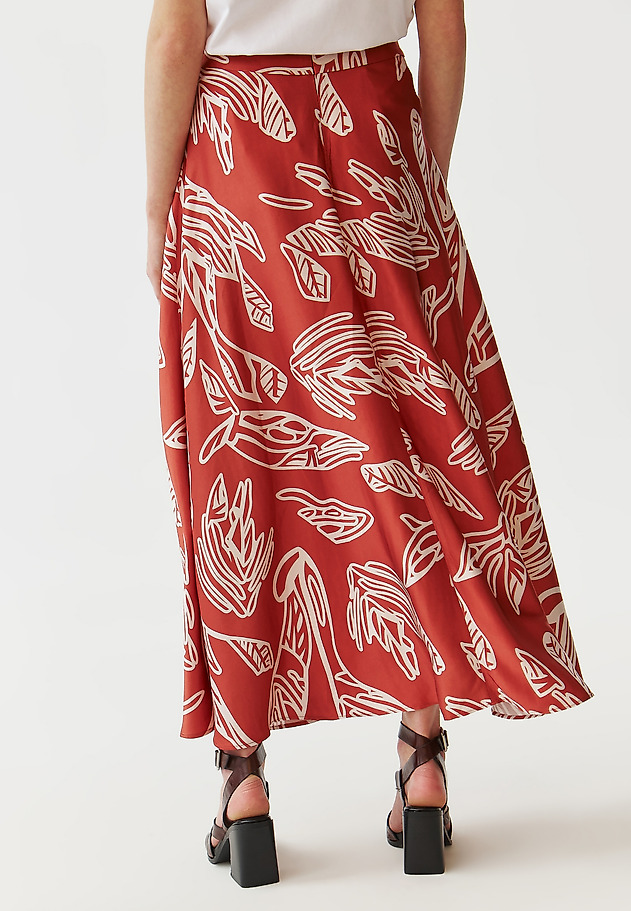 PATTERNED LADIES’ SKIRT MADE FROM VISCOSE SATIN - SATI PATTERNED LADIES’ SKIRT MADE FROM VISCOSE SATIN - SATI MULTIKOLOR 3