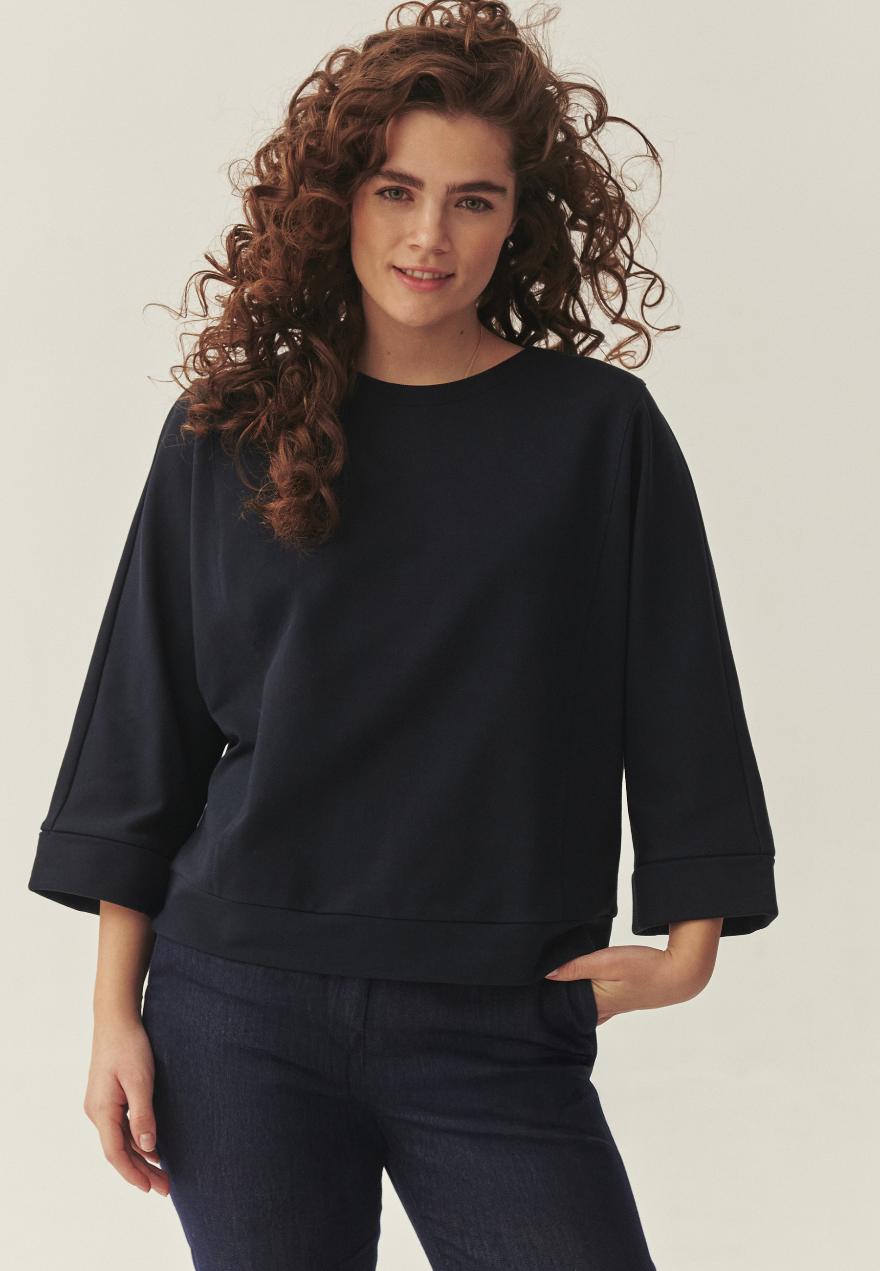 DZIANINOWA BLUZA Z BAWEŁNĄ -SULEN