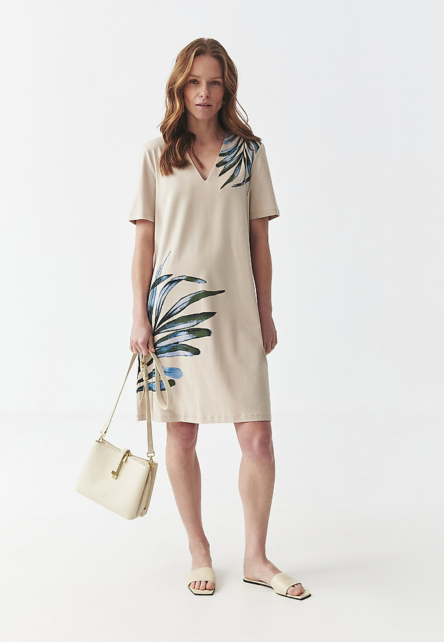 COTTON PATTERNED DRESS - RADIS COTTON PATTERNED DRESS - RADIS BEŻOWY 1