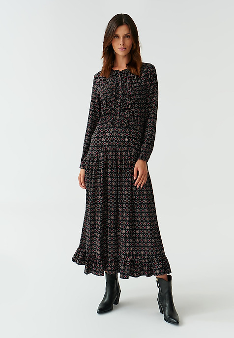 VZOROVANÉ PLÁTĚNÉ ŠATY S DLOUHÝM RUKÁVEM IKOMI VÍCEBAREVNÝ 2