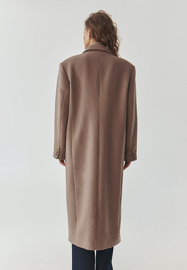LONG SINGLE-BREASTED LADIES’ COAT WITH SPACIOUS POCKETS - MAWE LONG SINGLE-BREASTED LADIES’ COAT WITH SPACIOUS POCKETS - MAWE BEŻOWY 5