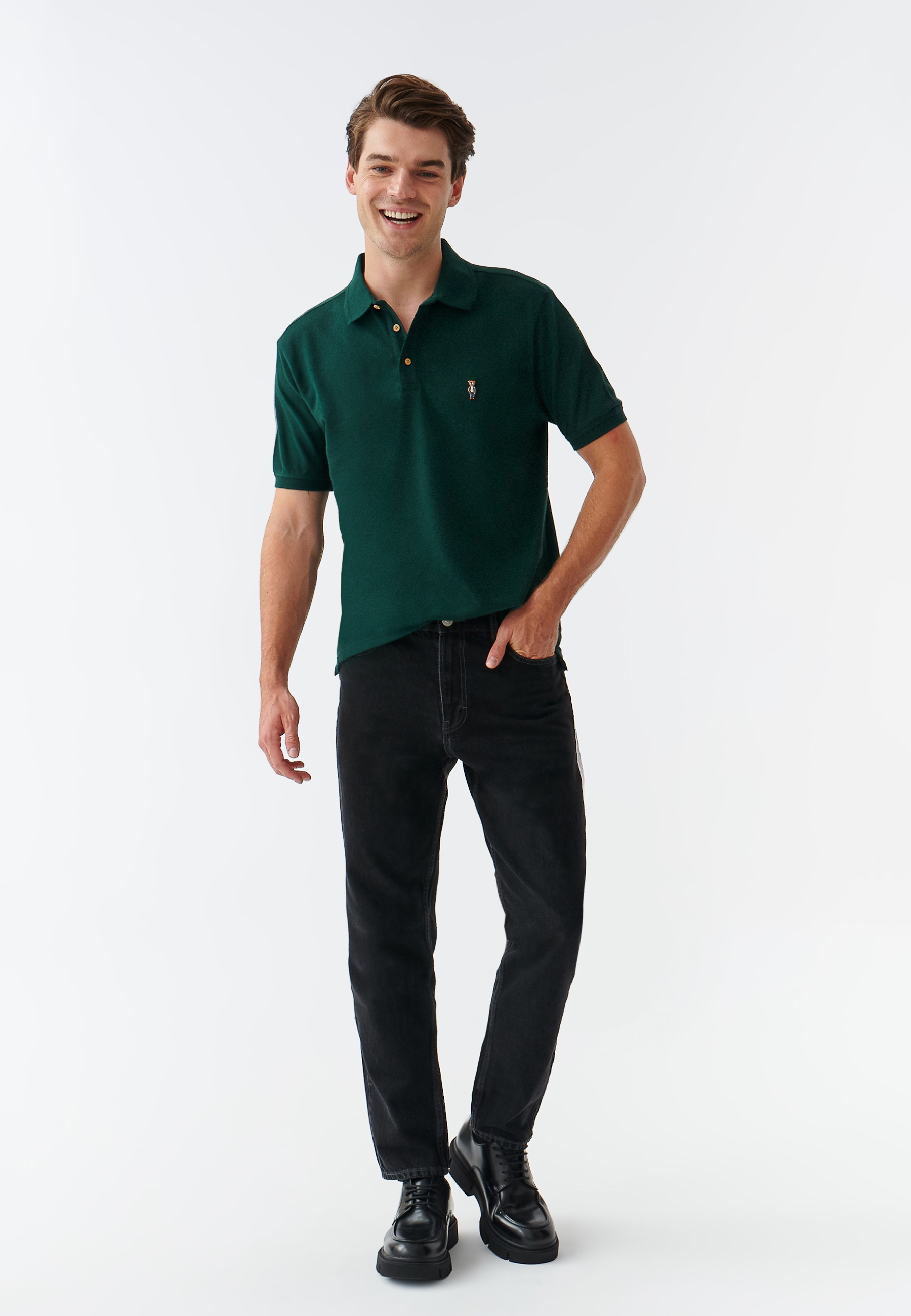 MĘSKA KOSZULA DZIANINOWA TYPU POLO Z NASZYWKĄ Z MISIEM USZATKIEM JAY