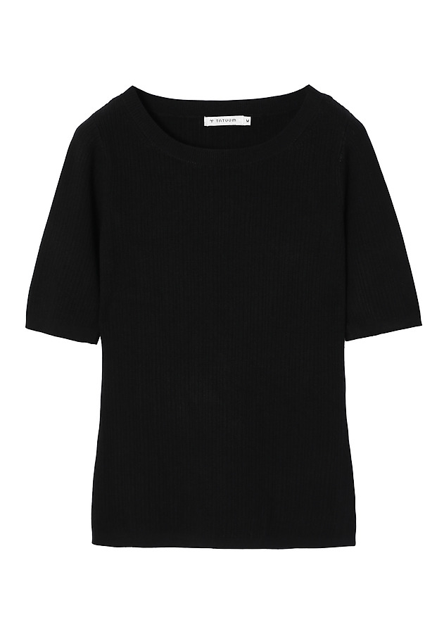 DOPASOWANY SWETER DAMSKI W PRĄŻKI - SALMIKO DOPASOWANY SWETER DAMSKI W PRĄŻKI - SALMIKO CZARNY 6