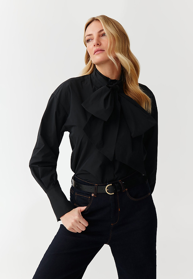 LADIES’ SHIRT WITH DECORATIVE BELT - KONKONA 1 LADIES’ SHIRT WITH DECORATIVE BELT - KONKONA 1 CZARNY 5