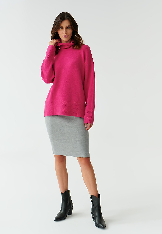 OVERSIZED LADIES’ SWEATER WITH A TURTLENECK WAMKO 1 OVERSIZED LADIES’ SWEATER WITH A TURTLENECK WAMKO 1 RÓŻOWY 2