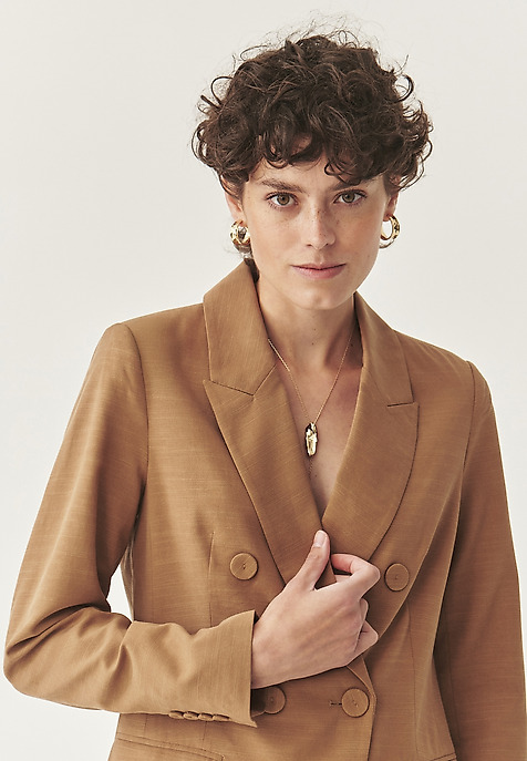 DWURZĘDOWY ŻAKIET Z LYOCELLEM - ZOLTA BRĄZOWY 2