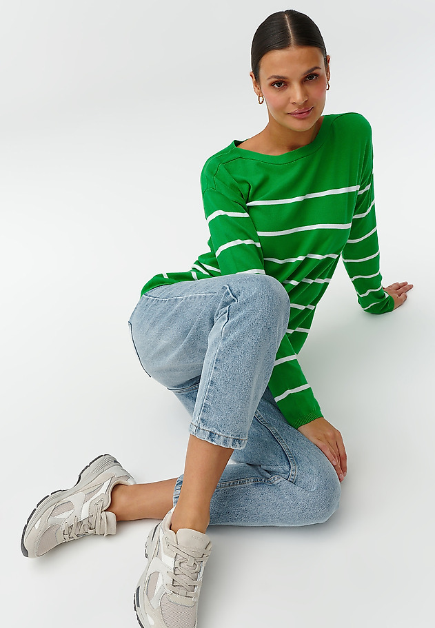 LADIES’ LOOSE STRIPED SWEATER - DROP 1 LADIES’ LOOSE STRIPED SWEATER - DROP 1 ZIELONY 1