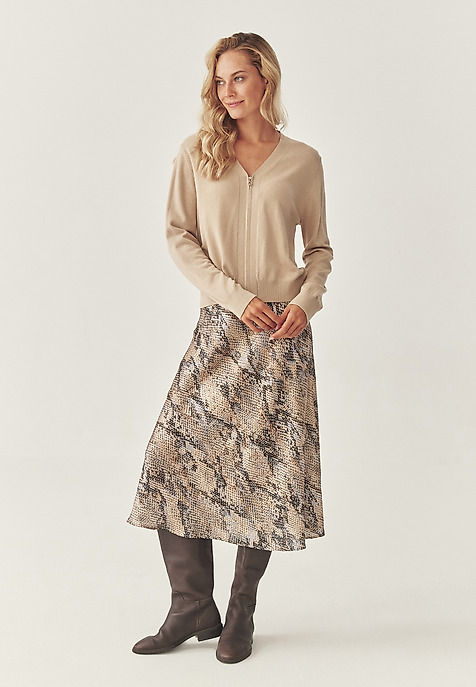 SATIN MIDI SKIRT - SATINI 8 BEIGE 2