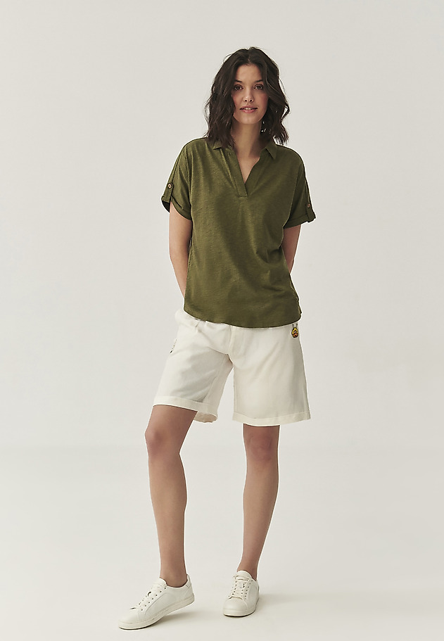 SUMMER SHORTS IN LINEN AND VISCOSE - RIKO 1 SUMMER SHORTS IN LINEN AND VISCOSE - RIKO 1 ECRU 1