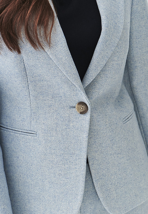 TKANINOWY ŻAKIET DAMSKI W JODEŁKĘ  - AGNES NIEBIESKI 2