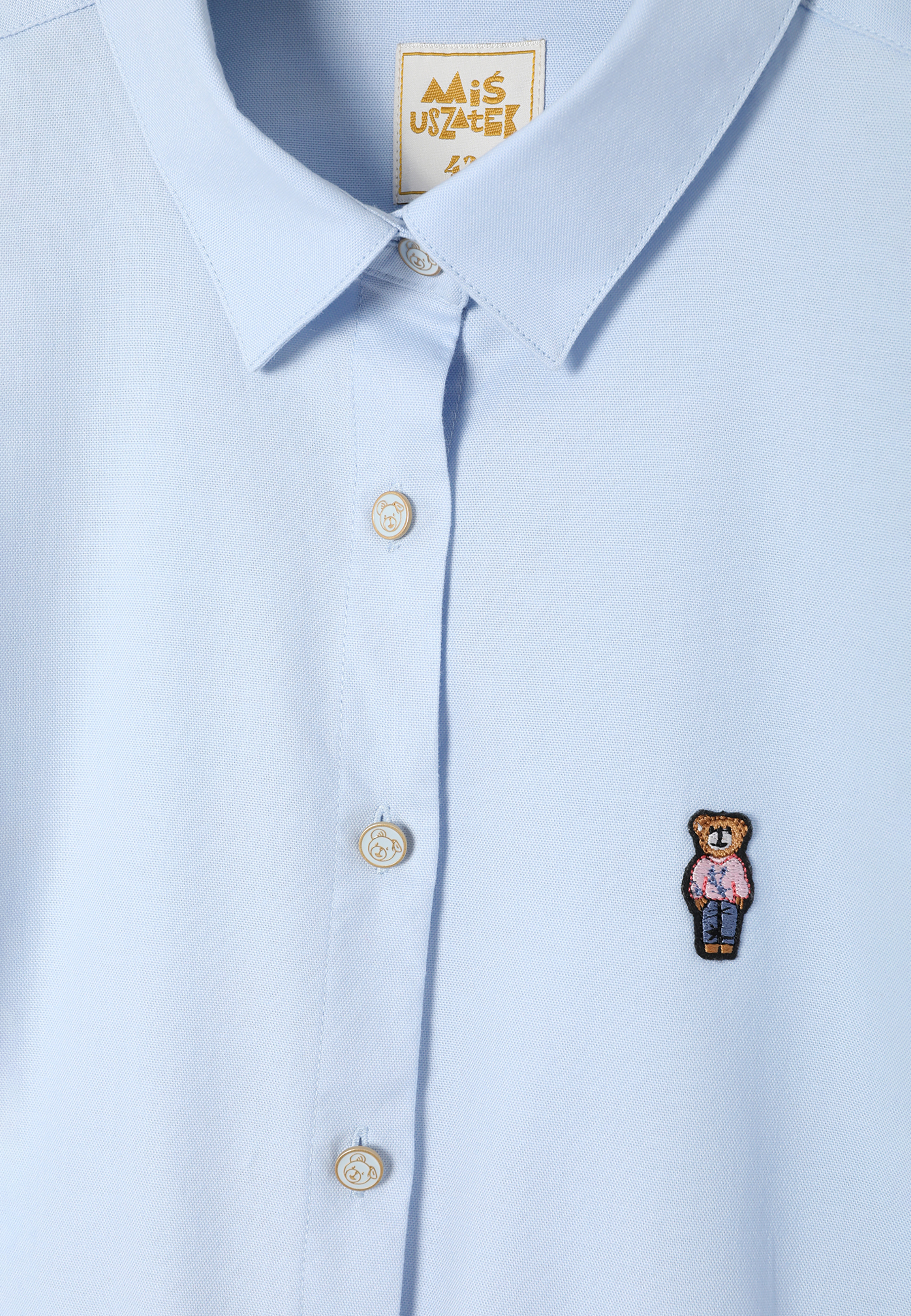 TKANINOWA KOSZULA DAMSKA Z MISIEM USZATKIEM — ELIZA NIEBIESKI 2