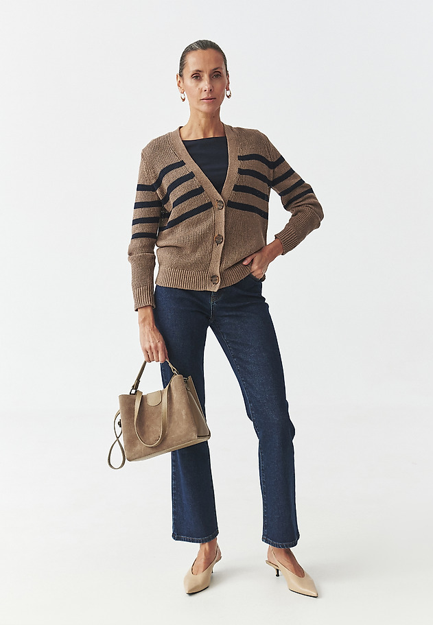 LADIES' CROSS-STRIPED LINEN CARDIGAN — ISABEL LADIES' CROSS-STRIPED LINEN CARDIGAN — ISABEL MULTIKOLOR 8