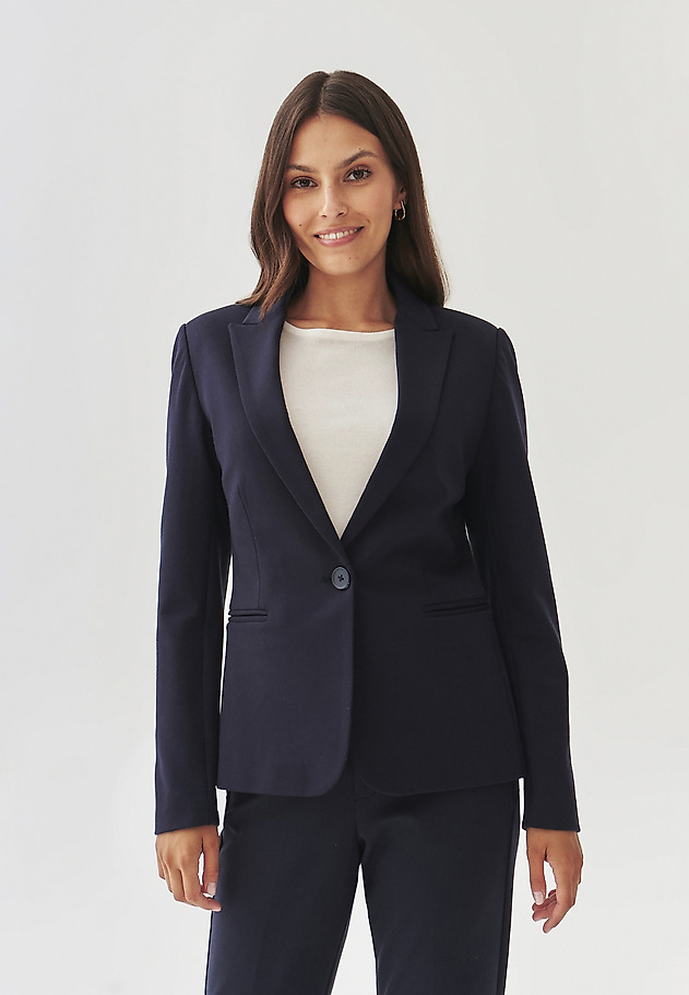 CLASSIC LADIES' KNITTED JACKET - KAREMA 2 CLASSIC LADIES' KNITTED JACKET - KAREMA 2 GRANATOWY 3