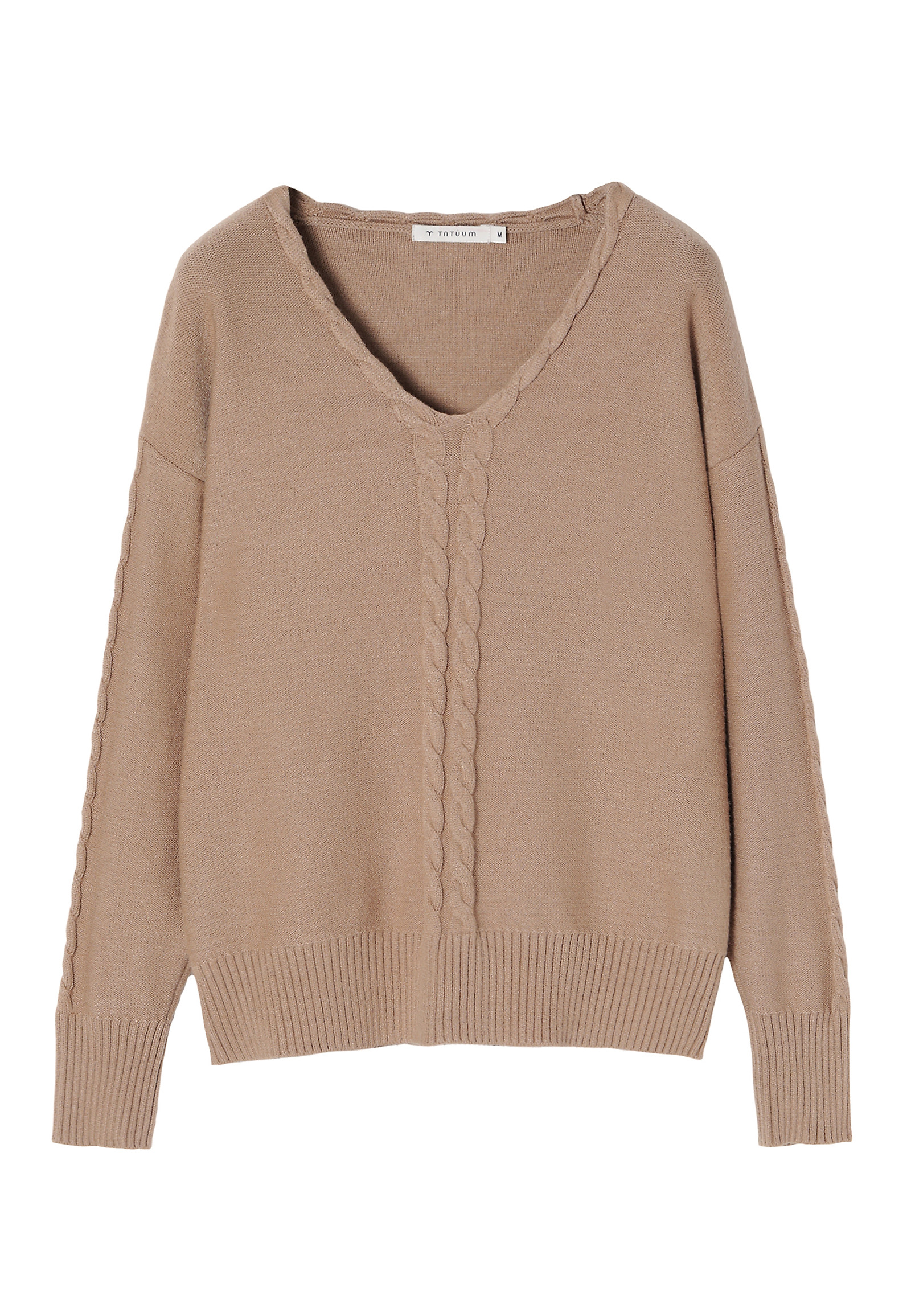 SWETER DAMSKI Z DEKOLTEM W SEREK POLI SWETER DAMSKI Z DEKOLTEM W SEREK POLI BEŻOWY 90977
