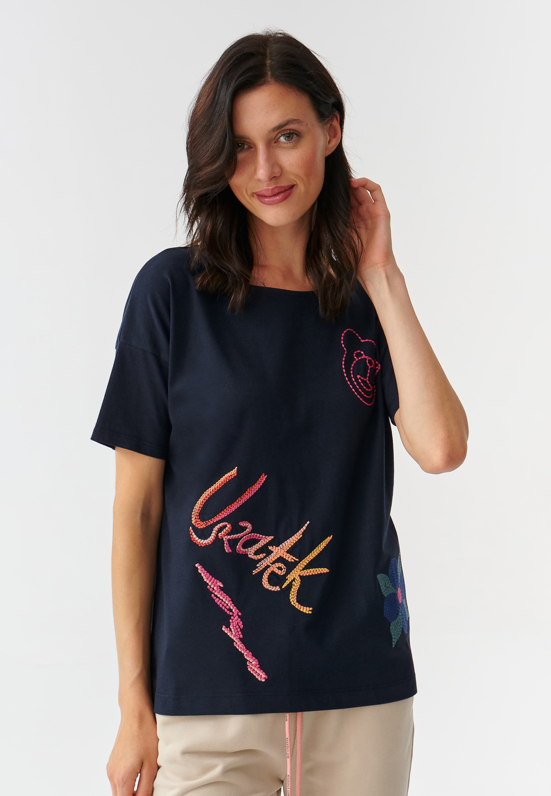 ŽENSKA BARVNA MAJICA SVEČANA - MIZATI 1 TEMNO MODRA 2