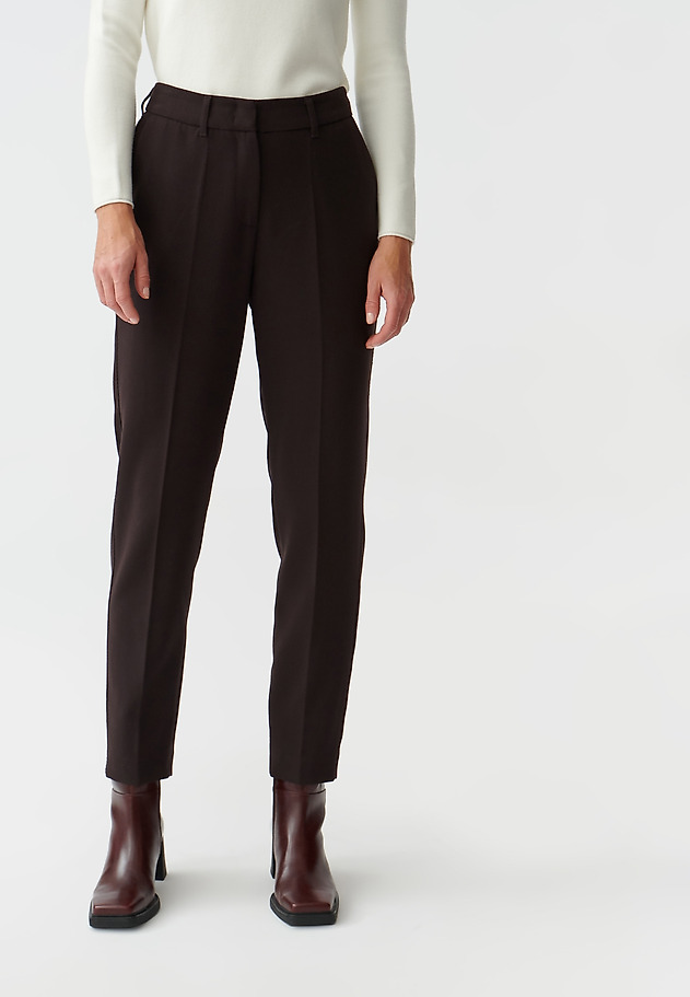 ELEGANCKIE SPODNIE DAMSKIE TKANINOWE W KANT AMEFI ELEGANCKIE SPODNIE DAMSKIE TKANINOWE W KANT AMEFI BRĄZOWY 3