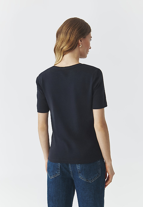 COTTON SHORT SLEEVE T-SHIRT — KIRI NAVY BLUE 2